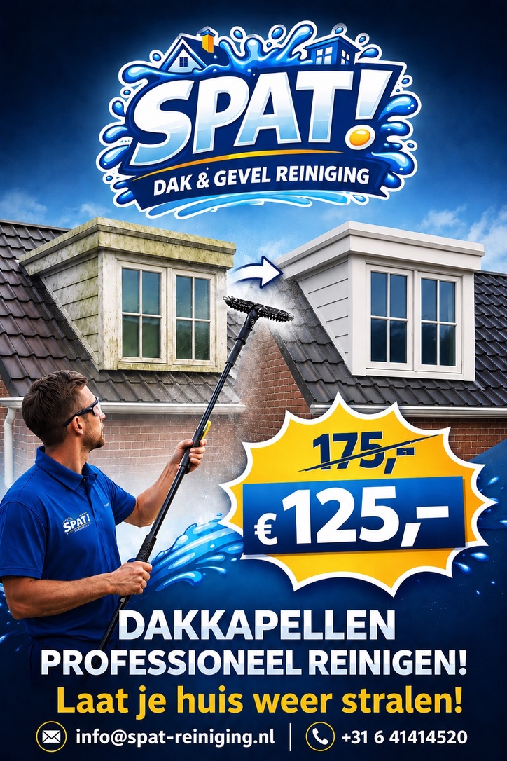 Flyer van Spat Reiniging met dakkapelreiniging vanaf 125 euro